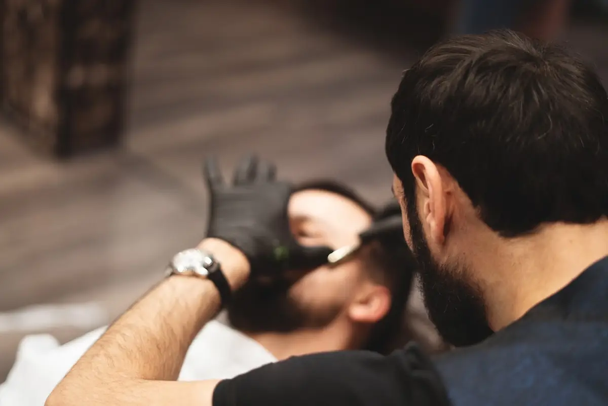 Beard work in the chair at Stardust Gents Salon